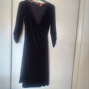 FIRE PORTFOLIO Black Velvet and Lace Faux Wrap Dress size M